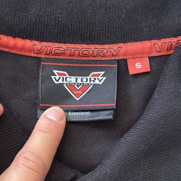 Victory Motorcycle Polo Shirt Mens S Black Red White Logo Bikers EUC - Picture 10 of 12